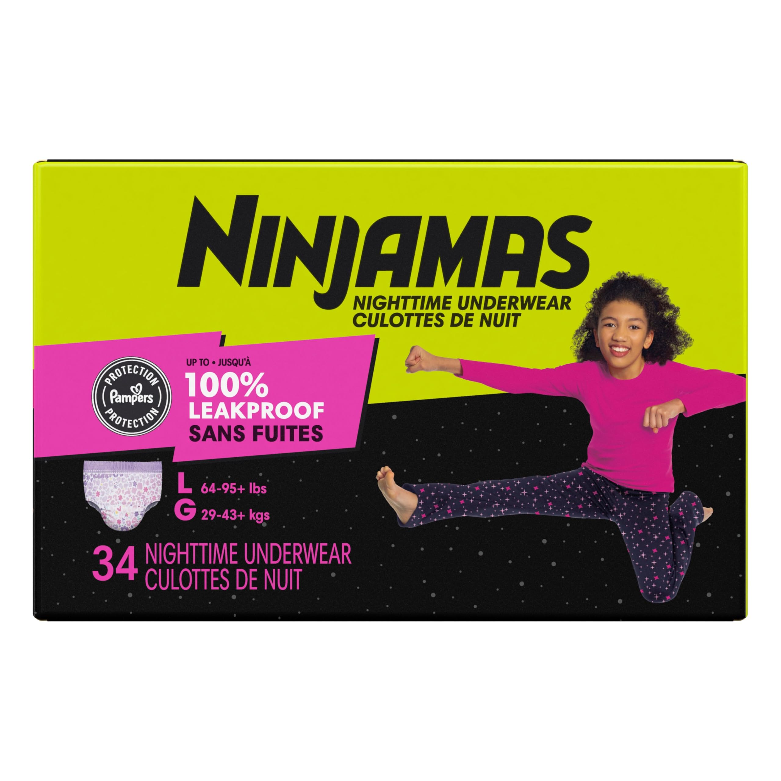 Pampers Ninjamas Nighttime Bedwetting Underwear Girls Size L sold price at auction in Canada