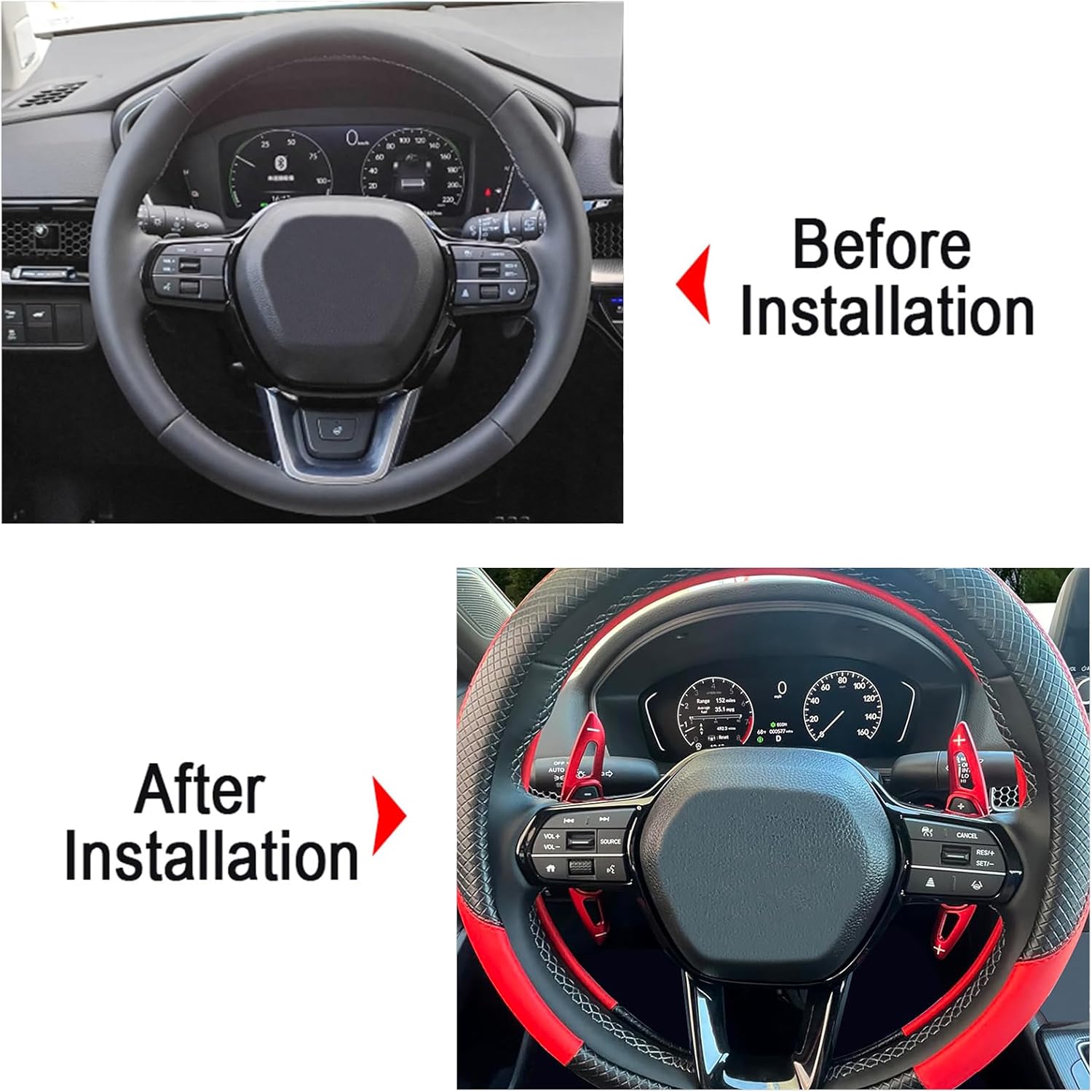 Aluminum Alloy Steering Wheel Shift Paddle Extension Cover is Suitable for Honda 2022-2025,for Acura Integra 2023-2025 (red)