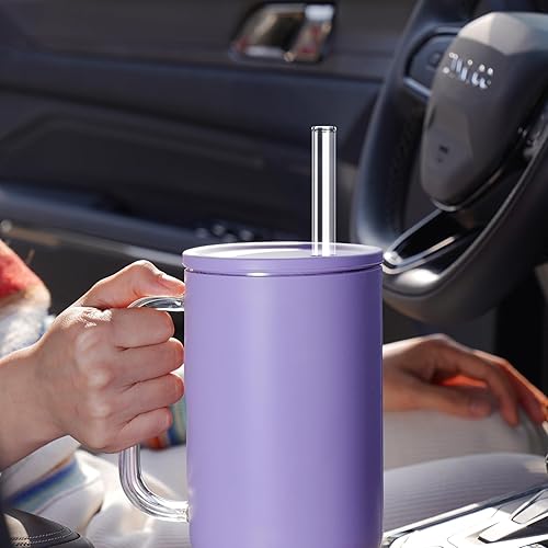 Miniatura 4 de NiHome 12 popotes reutilizables de vidrio transparente aptos para vaso Stanley H2.0 de 40 onzas con 2 cepillos, 12 pulgadas de largo, 0.4 pulgadas