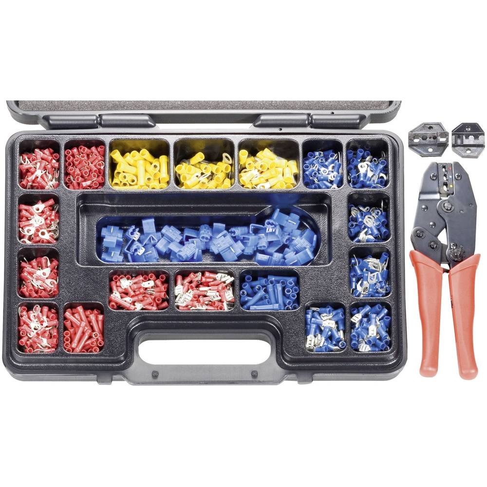 TOOLCRAFT PZ-504 Crimpwerkzeug-Set | Koaxial-Steckverbinder | Unisolierte Quetschverbinder | Isolierte Quetschverbinder | Handwerkzeug Zangen | RG6, RG58, RG59, RG62 | Werkstattbedarf