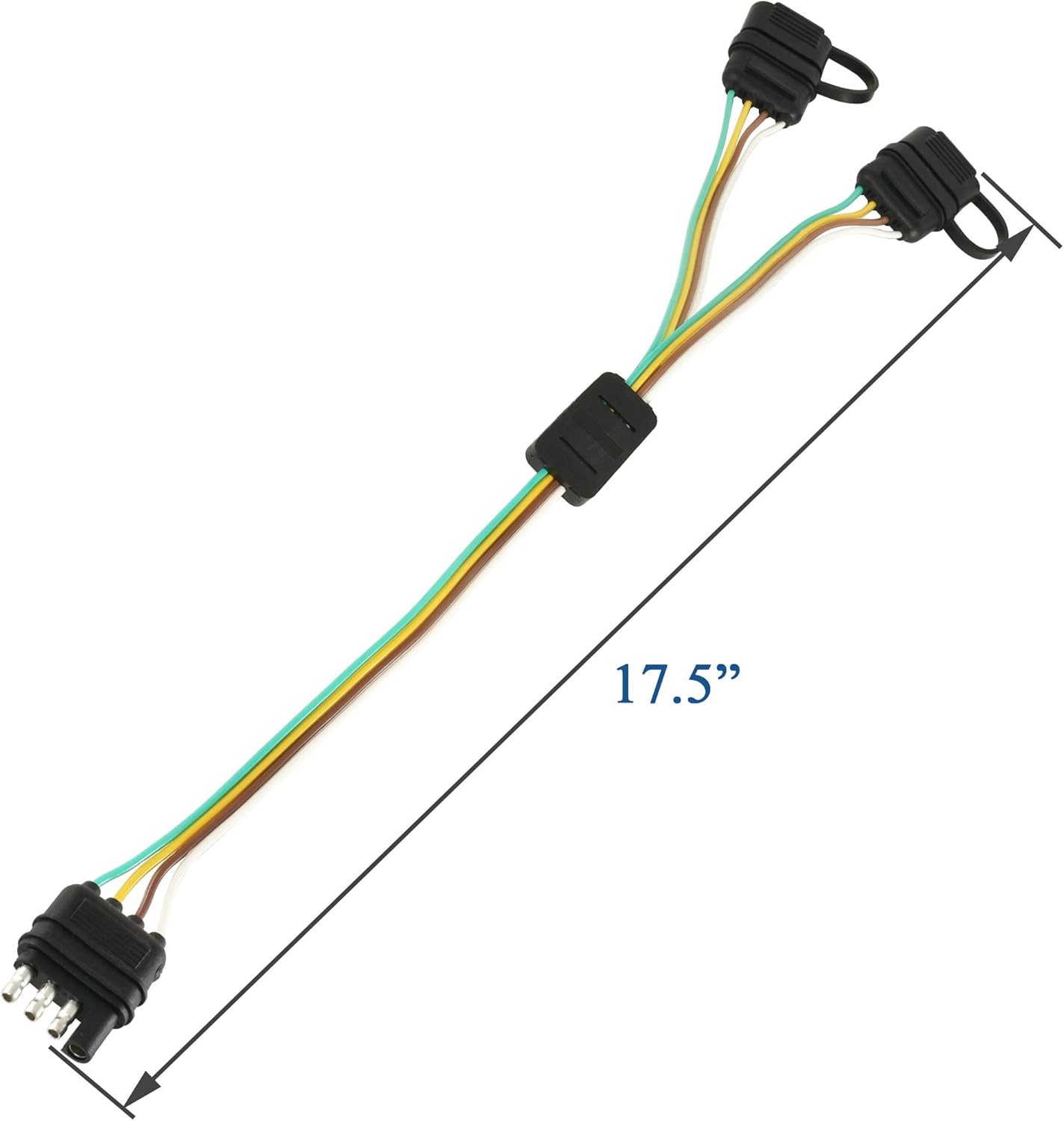 Oyviny 4 Pin 5 Wire Trailer Wiring Harness 22FT for Rewiring Trailer Both-Side Taillight + 4 Pin Flat Y-Splitter Plug Adapter with 17.5 inch Trailer Extension Harness