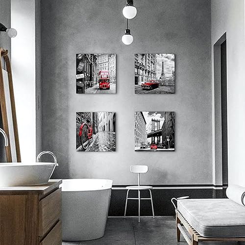 Miniatura 137 de Lienzo decorativo en blanco y negro para pared, decoración de dormitorio, paisajes de ciudades rojas, impresiones, obras de arte modernas para sala