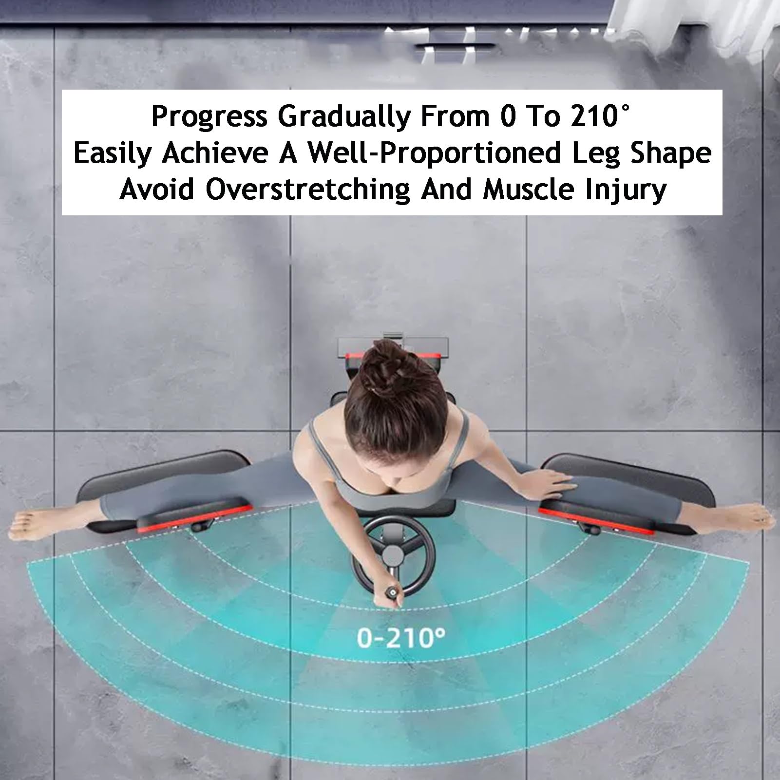 Estirador de piernas, resistente máquina dividida de 210° para flexibilidad y apertura de cadera, con cojín de asiento acolchado y respaldo, capacidad de carga de 200 kg para yoga y baile