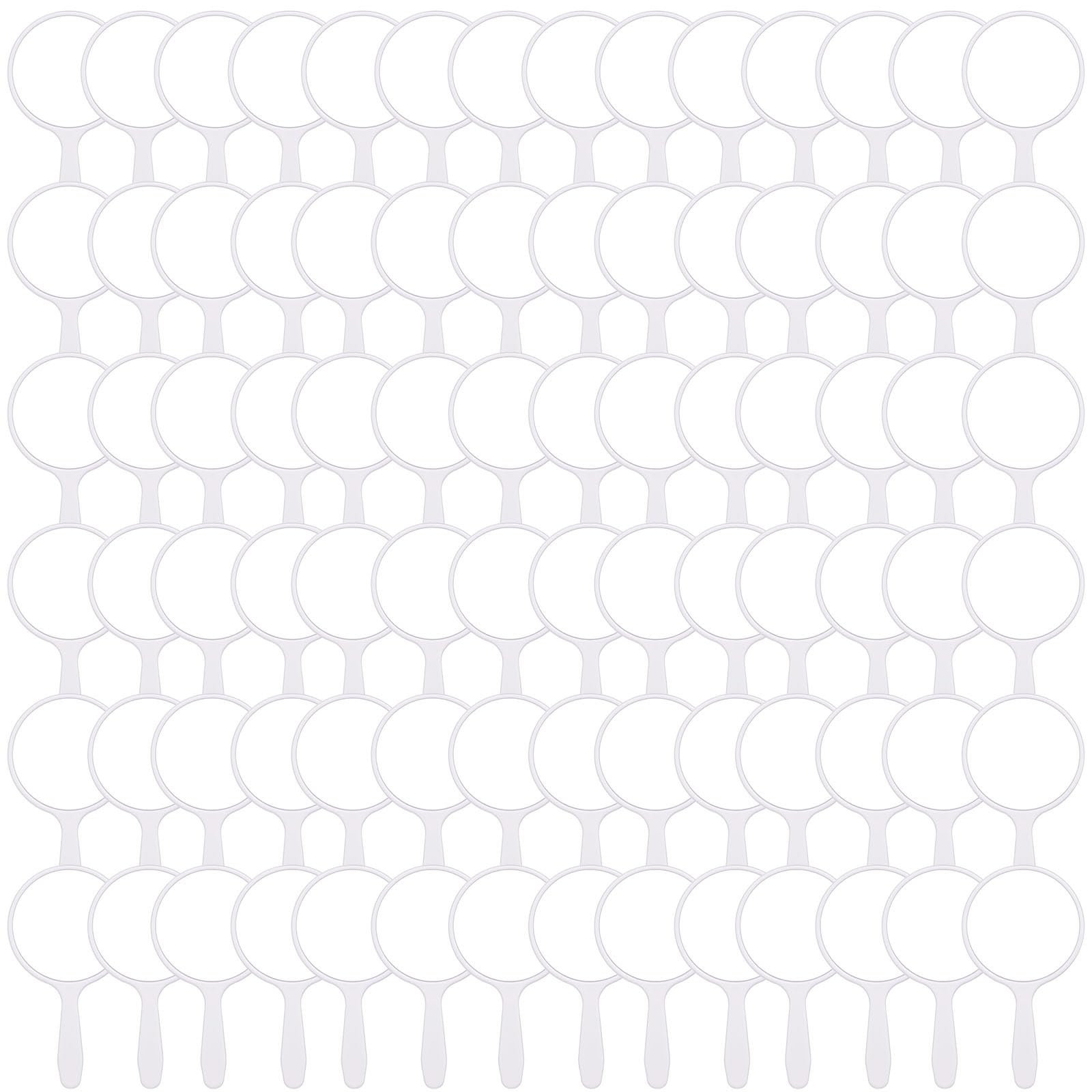 Vinsot 100 Pcs Handheld Mirror Bulk Small Hand Compact Mirrors with Handle Plastic Travel Makeup Portable 3.94 x 2.16 Inch for Birthday Dress up Wedding Practice Pronunciation (White)