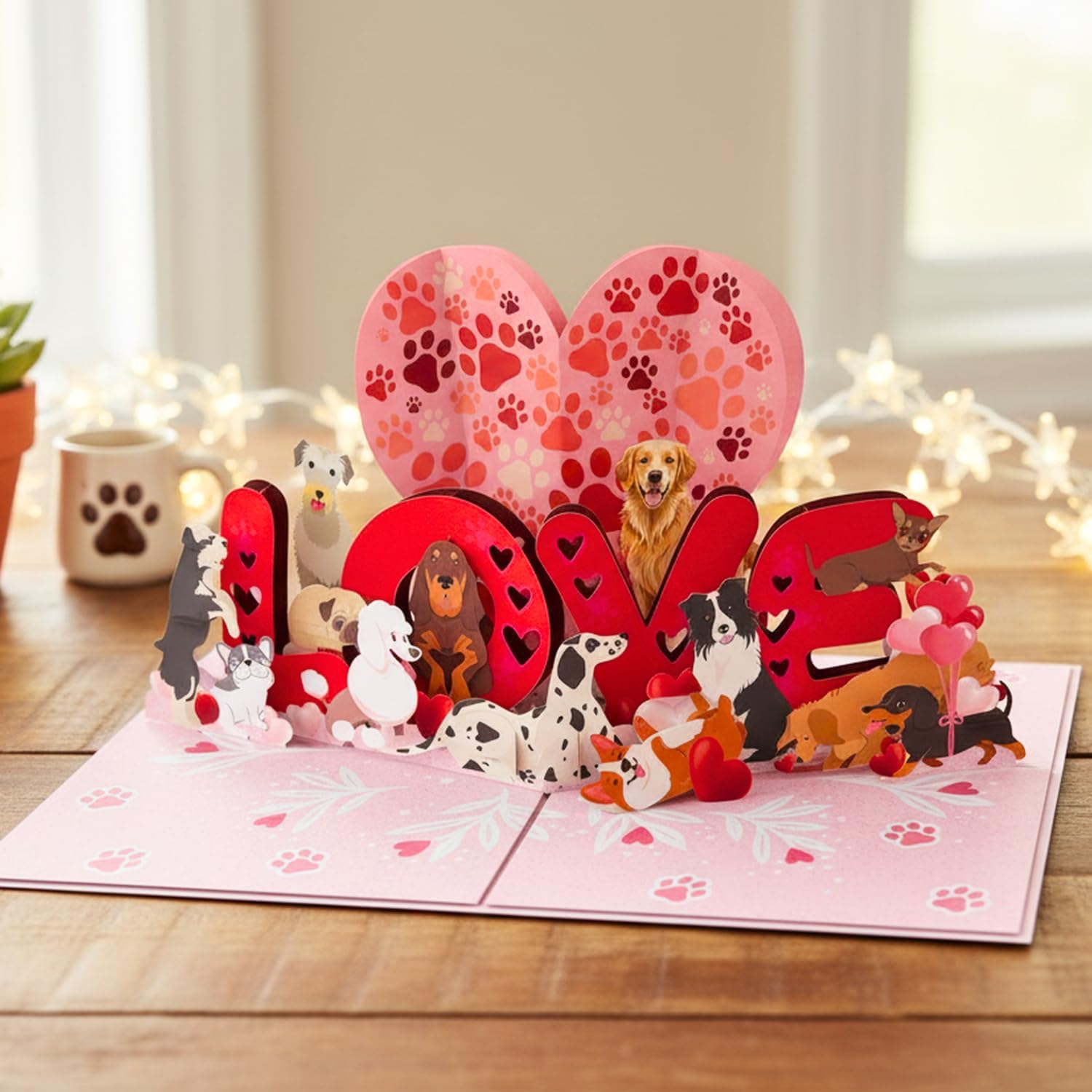HEARTAGS- Pop Up Valentines Card, 3D Dogs Popup Valentines Day Card For Wife, Husband, Him, Her, Girlfriend, Boyfriend, Adults Kids | 6x8 in Dog Valentine Pop Up Cards With Envelope - Image 7