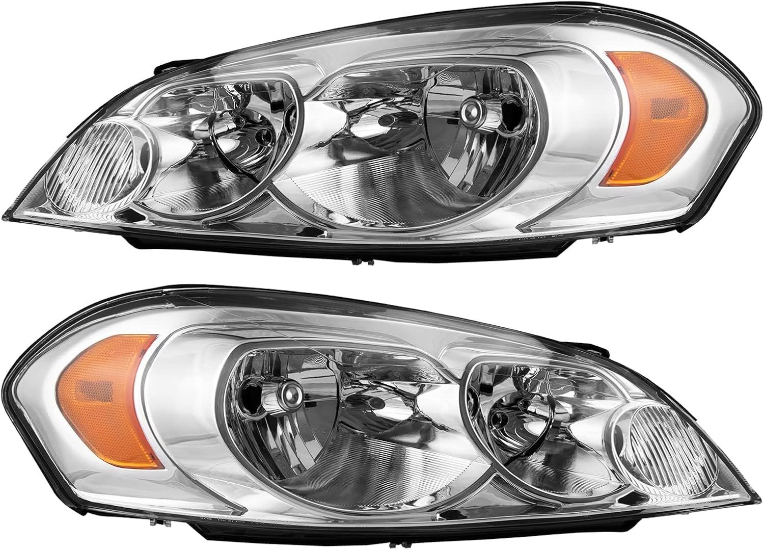 Torchbeam Headlight Assembly Replacement for 2006-2013 Impala, 2014-2016 Impala Limited, 2006-2007 Monte Carlo Chrome a Pair Headlamp Assembly