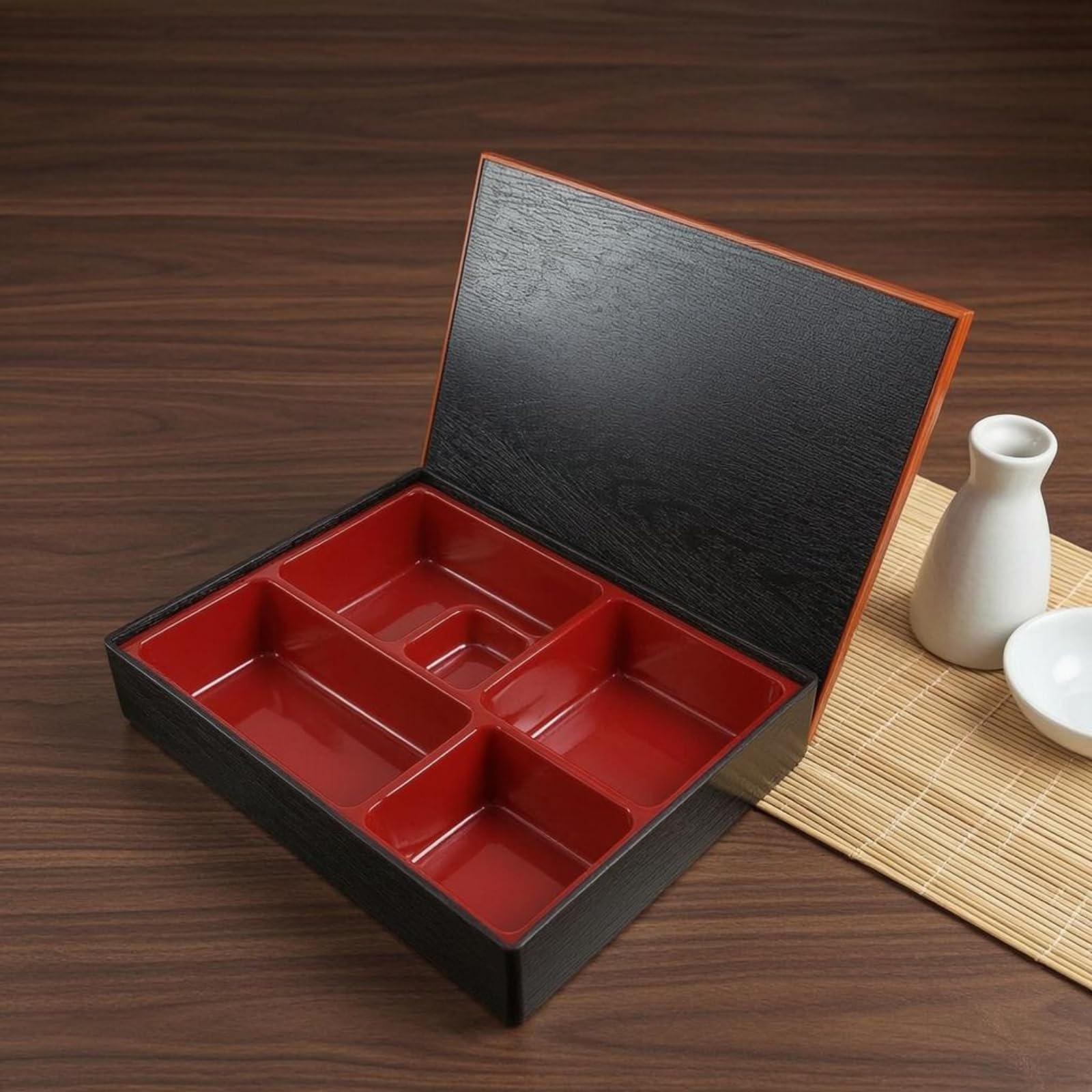 Bento Box Japanisch Lunchbox Behälter Brotdose Speisebehälter Hitzefest mit Außenhülle Und Innenfach aus für Saubere Portionierung für Schule Arbeit Freizeit 30x24.5x6cm