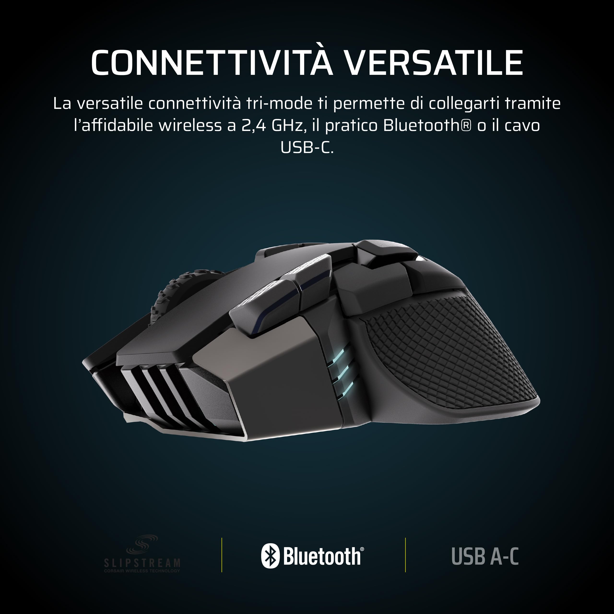 Corsair IRONCLAW WIRELESS SE (2026) Mouse Da Gioco – Nero | 26.000 DPI, Design Ergonomico per Mani Grandi, 10 Pulsanti Programmabili, Per MOBA, FPS, MMO