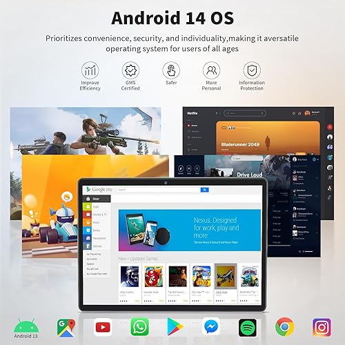 Miniatura 4 de QDDQ Tablet Android con teclado, tableta Android 13, 12GB+128GB, expansión de 1TB, tableta 2 en 1, tableta de 10 pulgadas con funda, ratón, lápiz
