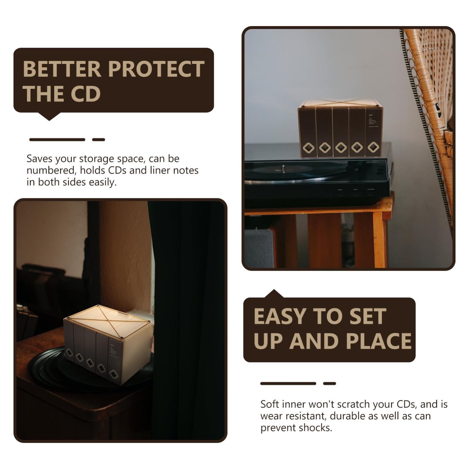 minkissy Custodia Protegge dai Urti Grande capacità Porta CD in Plastico e Tessuto Non Tessuto e Numerabile, per Conservare Musicali in Casa o Viaggio