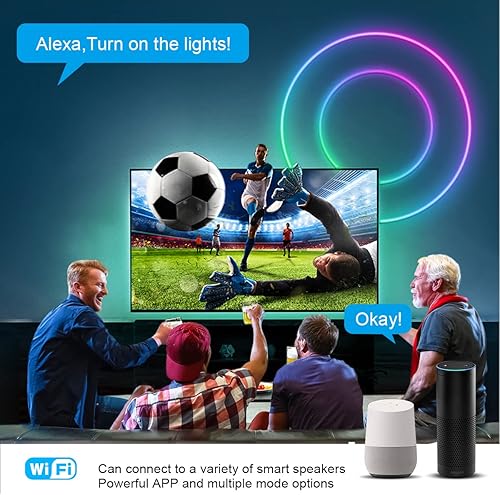 Miniatura 4 de Tira de luces de neón RGBIC de 164 pies tira de luz LED flexible de 24 V con sincronización de música aplicación y control remoto funciona con Alexa