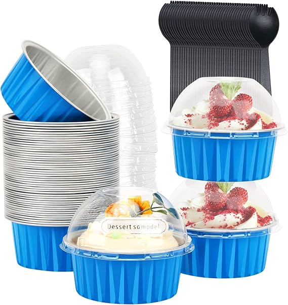 5oz Muffin Tins with Lids 50 Pack,FreeAir Aluminum Foil Cupcake Liners Baking Pans