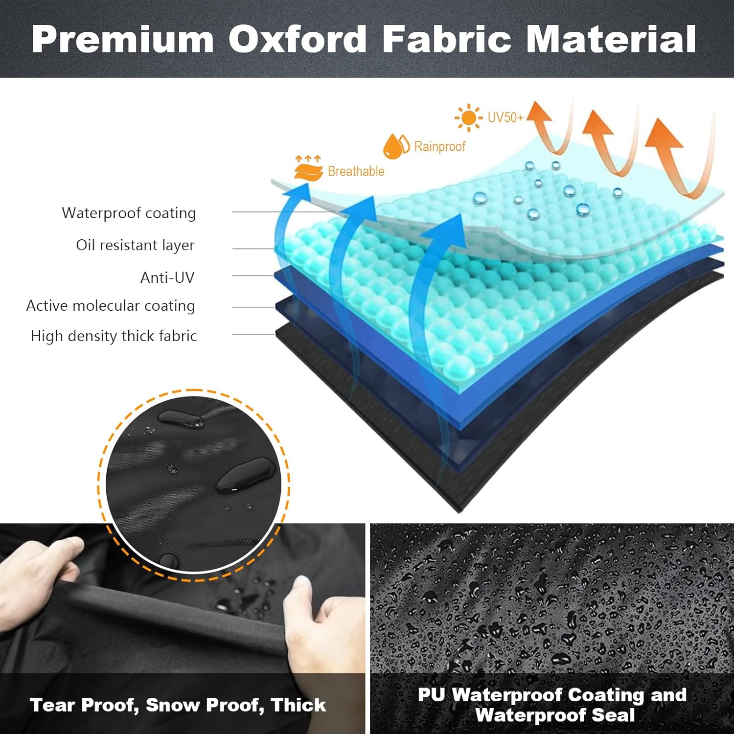 XYZCTEM Snowmobile Cover Waterproof Outdoors, Premium 300D Oxford Seld Ski Cover, Compatible with BRP, Polaris, Arctic Cat, Yamaha and Kawasaki, with Thicker Windproof Buckles, 145" in Length