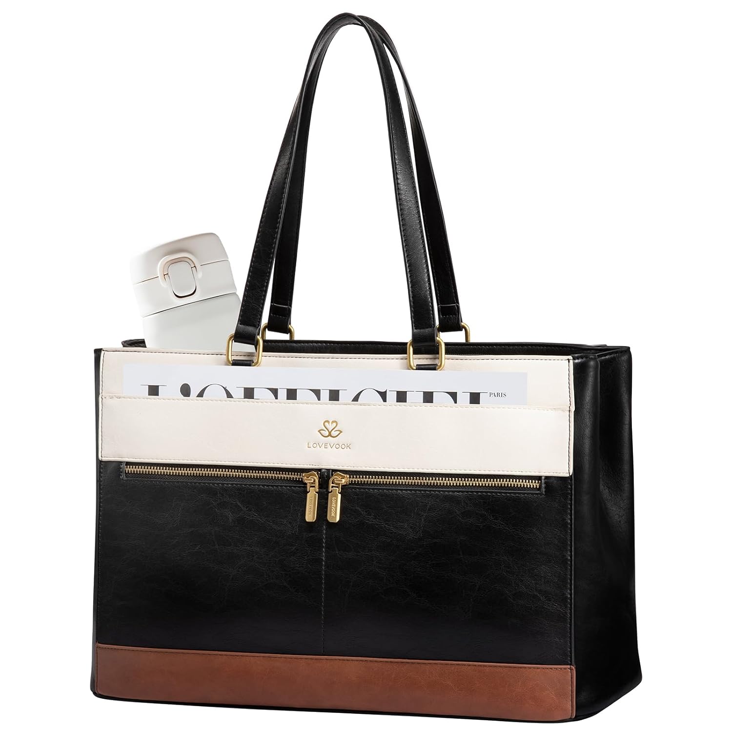 LOVEVOOK Laptop Bag for Women 15 6 Inch Vintage Work Tote Bags for Women Leather Teacher Bag Large