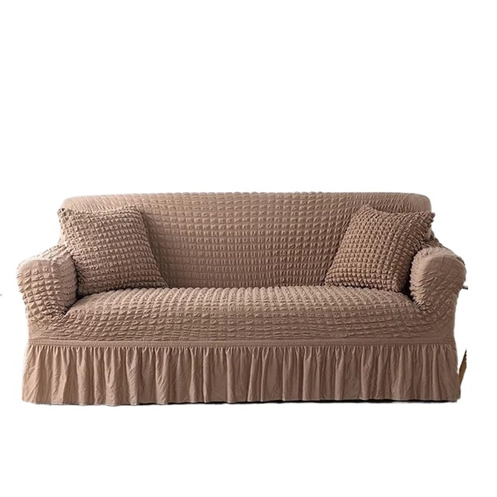 SUBLXPoten Sofa Cover with Skirt Pink Plaid Skirt Stretch Sofa Cover for Living Room 1 2 3 4 Seat Armchair L Shape Couch Covers(Color 1,3-seater 170-230cm)