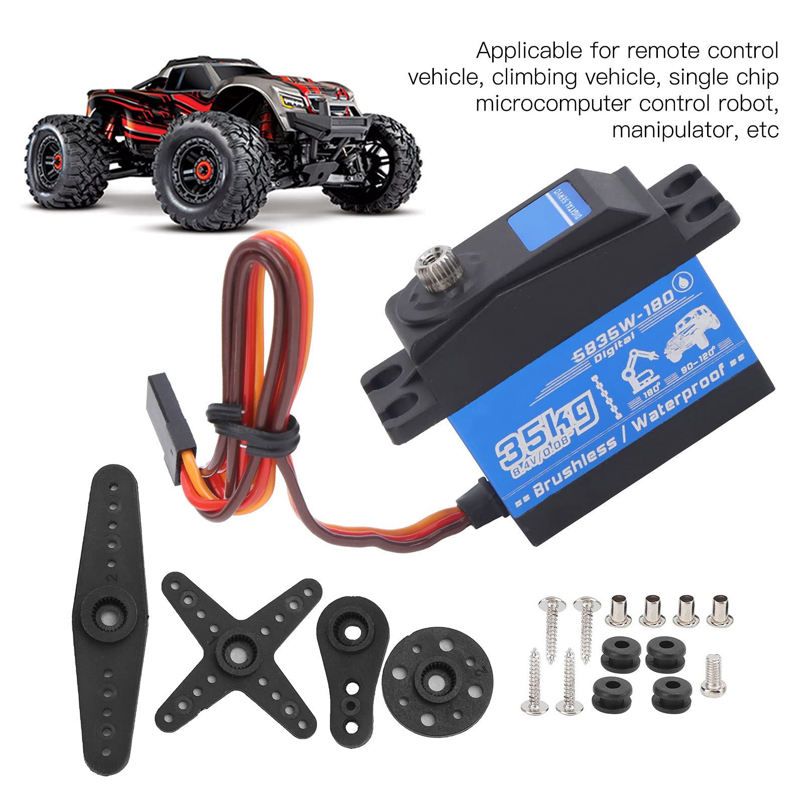 Servomotore brushless impermeabile da 35 kg per auto e robot RC in scala 1/8 e 1/10.