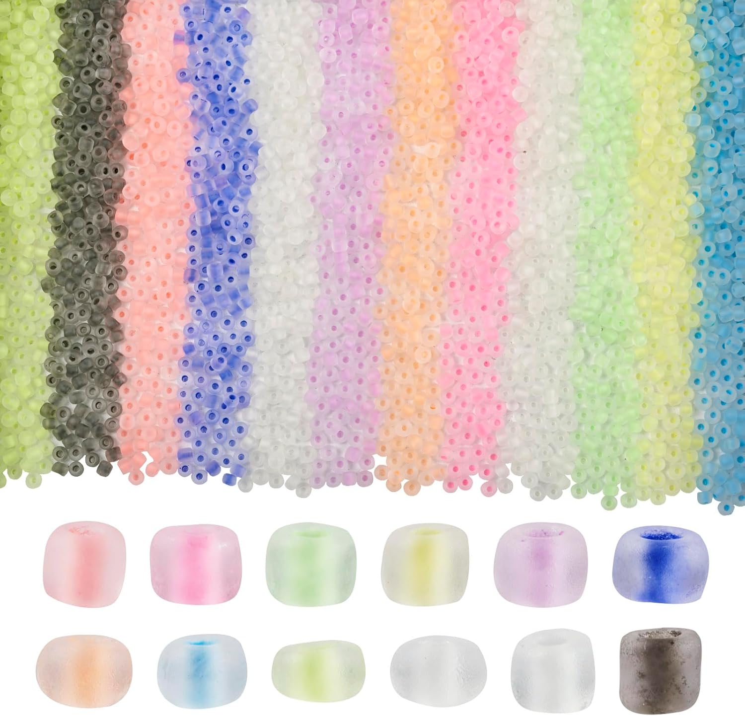Beadthoven 1800pcs 4mm Luminous Glass Seed Beads, 6/0 Frosted Matte Round Seed Beads Mix Glow in The Dark Beads Pastel Glowing Tiny Mini Solar Beads for DIY Bracelet Necklace Jewelry Making Crafts - Image 7