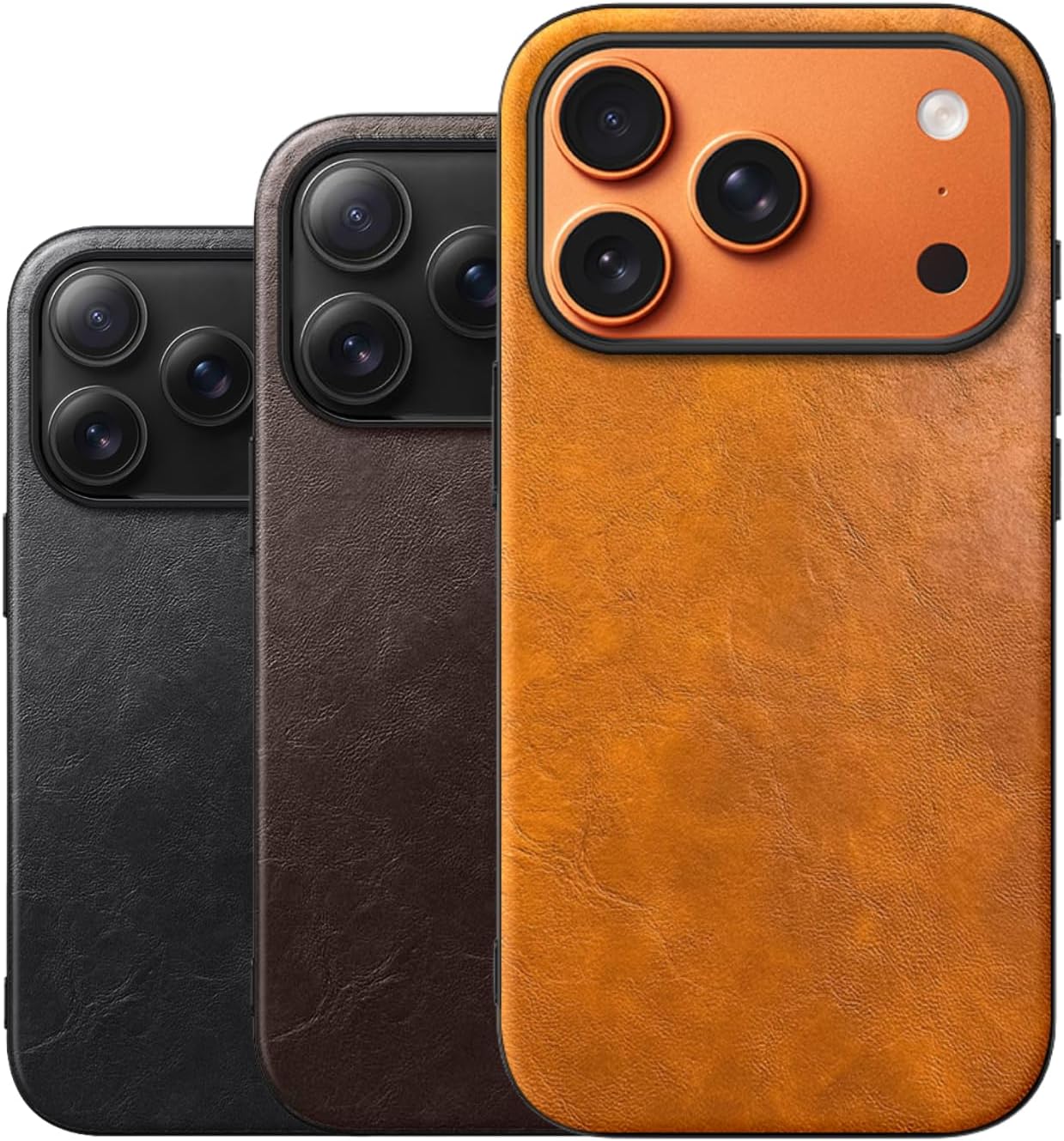 LOOXER® Heritage Leather Classic Case for iPhone 17/17 Air/17 Pro/17 Pro Max | [Luxury PU Leather, Slim Protective Design, Compatible with MagSafe] (Orange, 17 Pro Max)