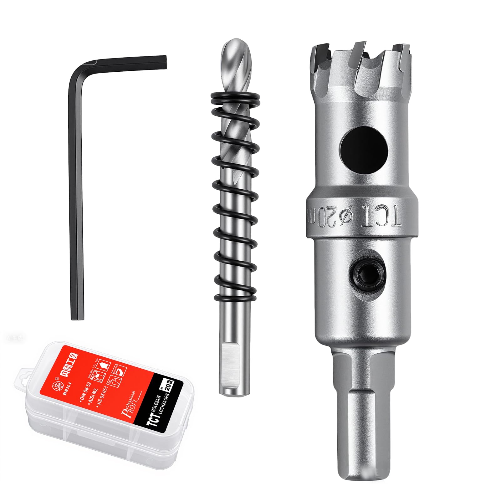 TCT Carbide Hole Saw Drill Bit 20mm, Heavy Duty Industrial Metal for Stainless Steel, Cast Iron, Copper and Alloy, Precision Hole Saw Sets