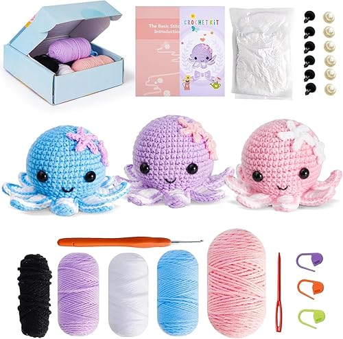 Miniatura 10 de Kit de ganchillo para principiantes - Aprende a tejer 4 lindos animales de gato con video tutorial paso a paso e hilo Easy Peasy, kit de inicio todo