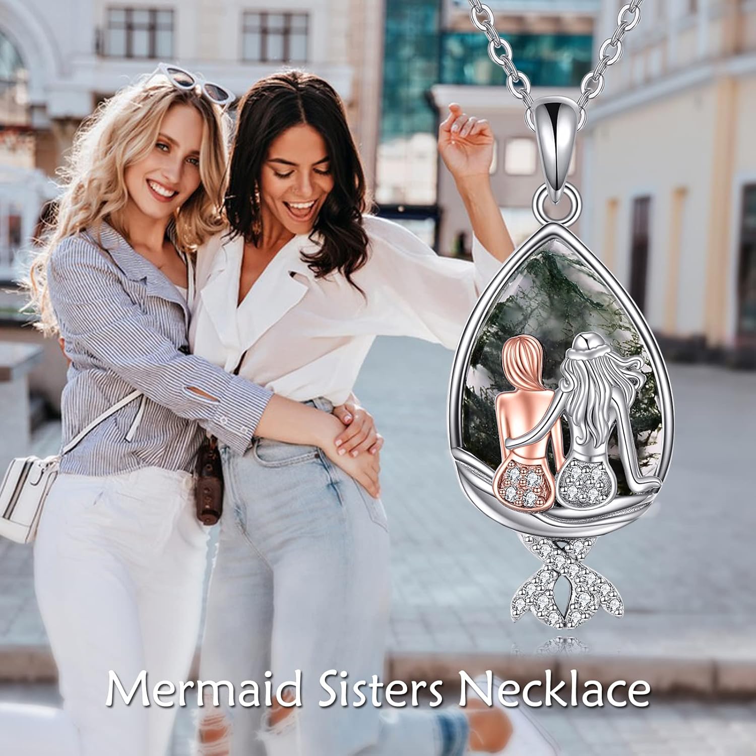 Mermaid Necklaces 925 Sterling Silver with Crystal Mermaid Sister Jewelry Gifts for Women - Image 7