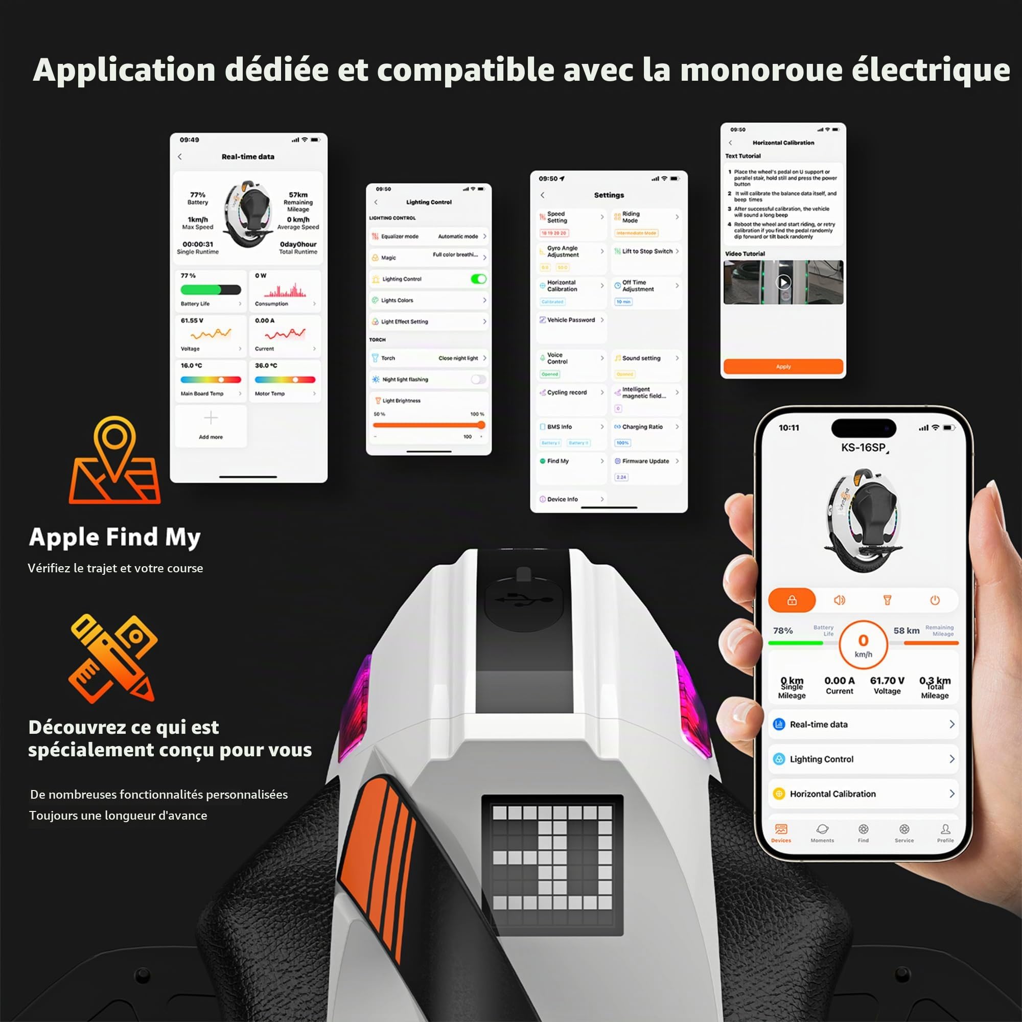 KINGSONG Gyroroue Electrique KS-14D 420 Wh, Adulte,Blanche, Moteur 800W, Autonomie jusqu'à 40km, bridée 25km/h, Pneu Gonflable 14", Haut-Parleur et Bluetooth