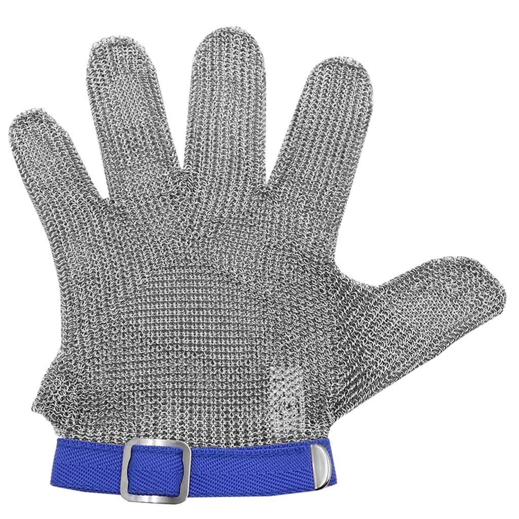 Guantes Anti Corte Guantes de Trabajo Resistentes a Cortes a Medida, Guantes de Protección de COTA de Malla de Acero Inoxidable, con muñequera de Nylon Ajustable (Tamaño : A Pack of One/S)