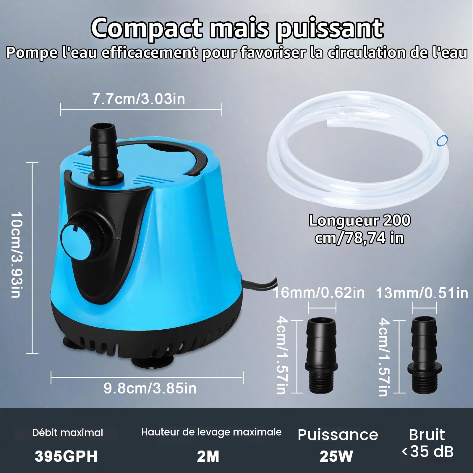 Pompe à Eau Submersible 25W 1500L/H Pompe d'aquarium, Pompe Submersible, Ultra Silencieuse Pompe de Fontaine, Pompes à Eau pour Aquarium, Bassin, Fontaine, Hydroponique
