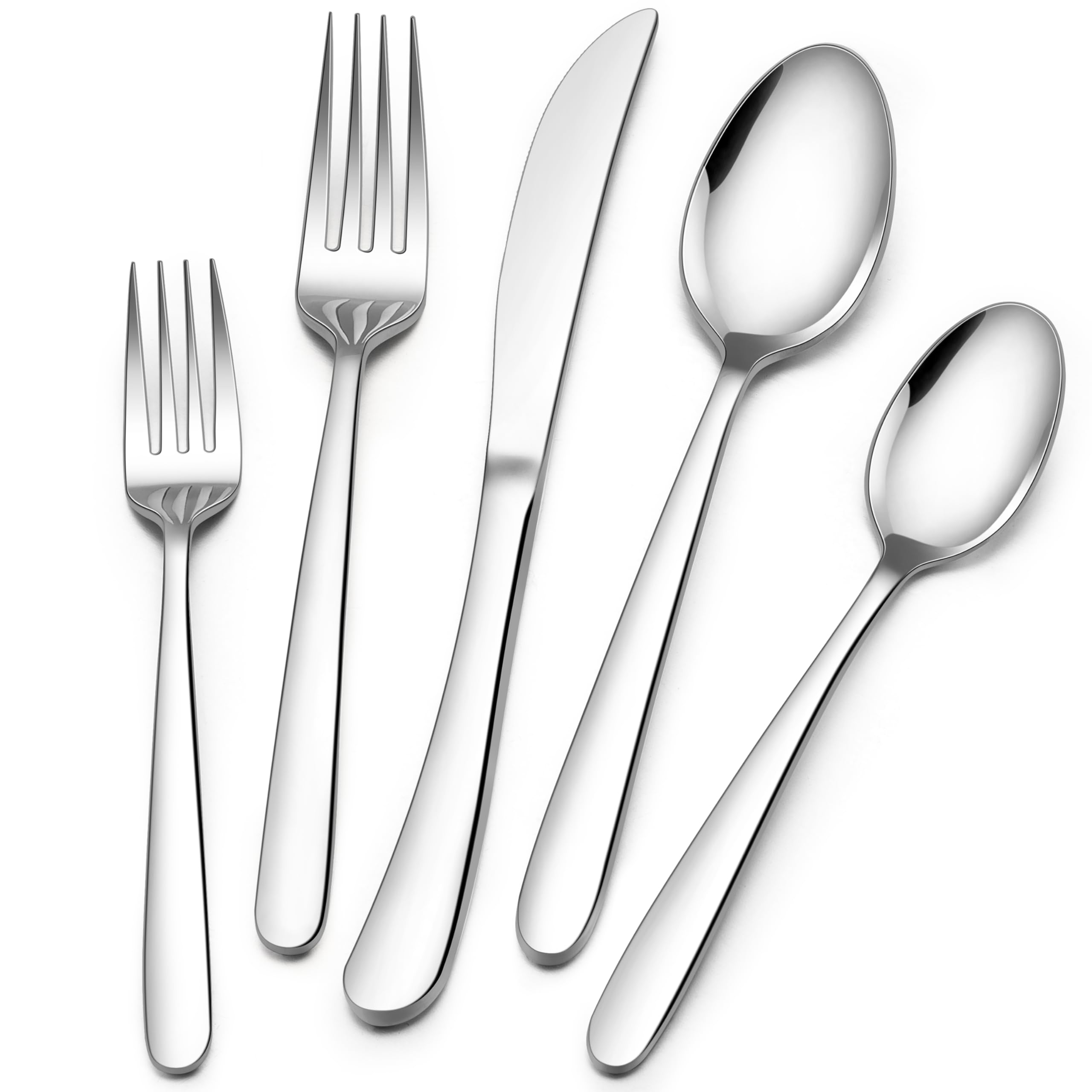 E-far Heavy Duty Silverware Set for 2, 10-Piece Stainless Steel Flatware