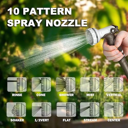 Miniatura 5 de Carrete de manguera de jardín retráctil, 12 pulgada 100+6 pies, carrete de manguera de agua montado en la pared resistente, rebobinado automático de