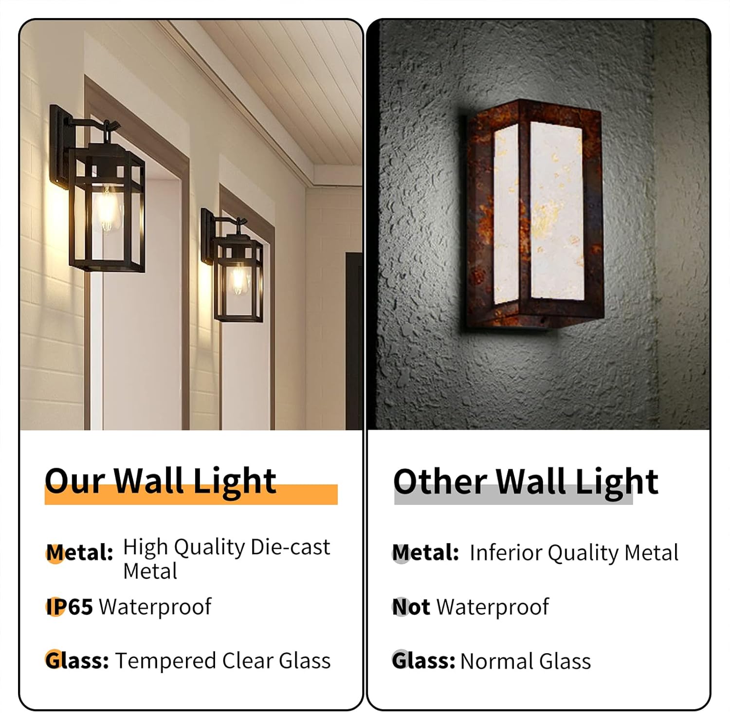 Pia Ricco 18 Inch Outdoor Wall Light, Large Size Matte Black Outdoor Wall Lantern, Exterior Waterproof Lighting Fixtures with Glass Shade, Porch Lights Wall Sconce for House, Garage, ETL Listed