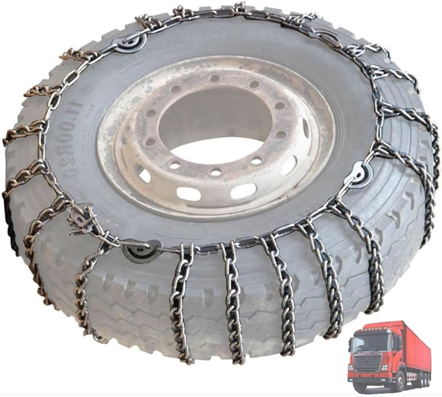 9mm Set of 2 Heavy Duty Snow Chains for Suvs pickup and Cars Skid Traction Chains High Strength Manganese Emergency Use for Tire Reliable 12.00-20 2pcs 215/75R17.5