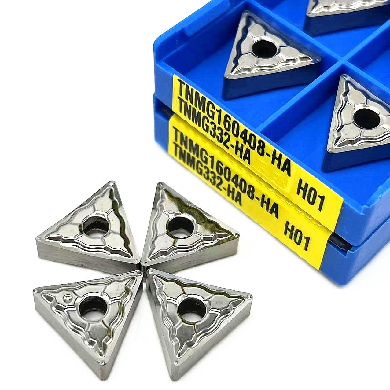 10 pièces CNC plaquettes en carbure d'aluminium TNMG160402 TNMG160404 TNMG160408-HA H01 outil de tournage externe CNC plaquettes en aluminium outil de coupe(TNMG160404-HA H01)