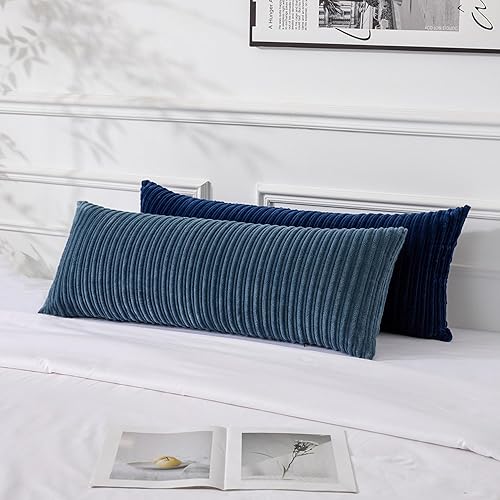 Miniatura 317 de UGASA - Juego de 2 fundas de almohada de terciopelo a rayas, funda decorativa para cojín con cremallera oculta para el hogar, sofá, dormitorio,