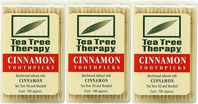Tea Tree Therapy Toothpicks, Cinnamon, 100 Count (3-Pack)