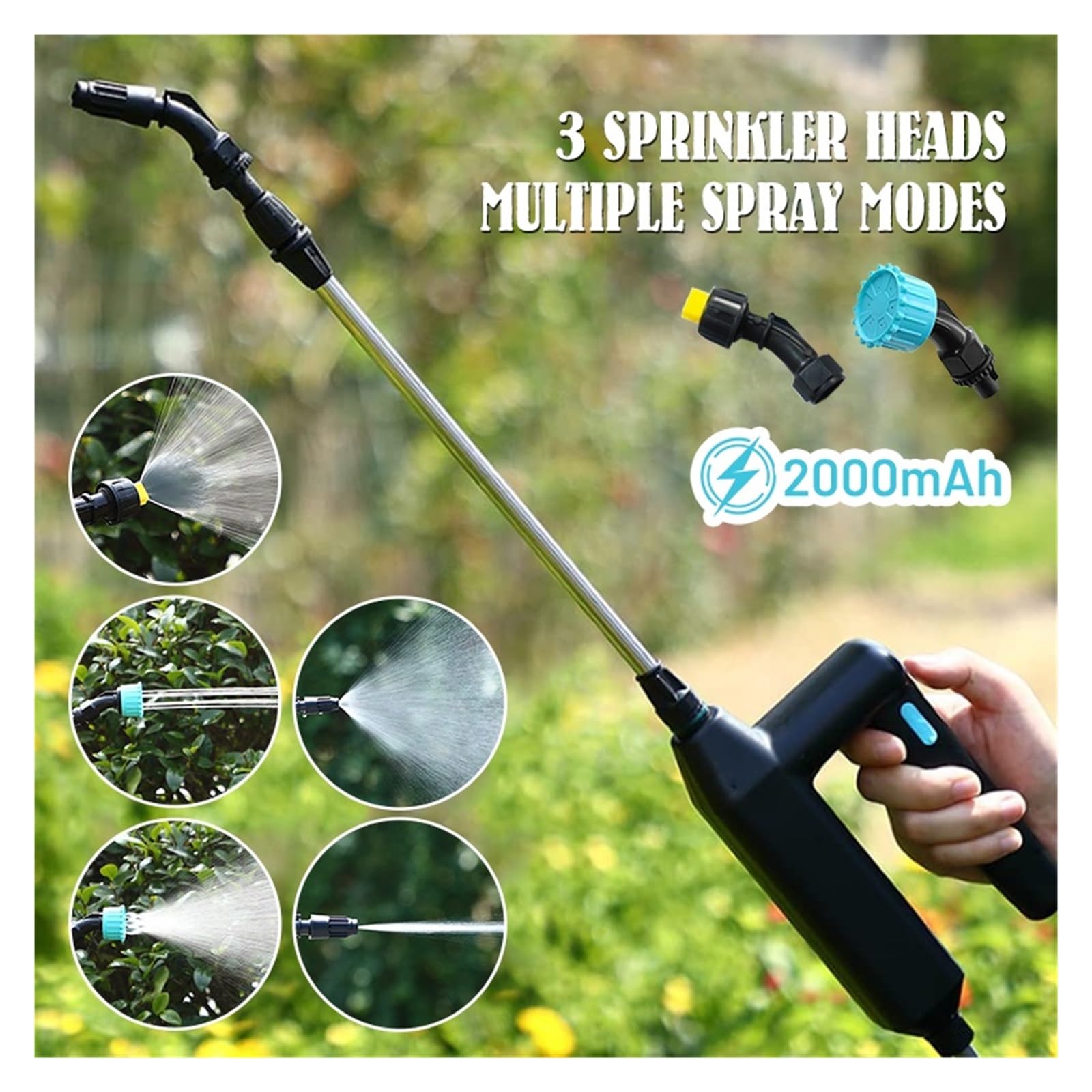 Pistola pulverizadora eléctrica for jardín, atomización automática, pulverizador de plantas con carga USB de 5/8M, regadera de botella, riego de jardín(6W- 8M water pipe)