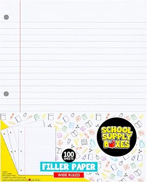 School Supply Boxes | Wide-Ruled Loose Leaf Paper | 24 Pack | 100 Sheets Per Pack, 3-Ring Binder Compatible
