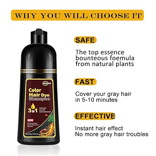 Miniatura 4 de Champú de tinte para el cabello 3 en 1 rojo vino oscuro, champú instantáneo de color de cabello para cobertura de cabello gris para hombres y