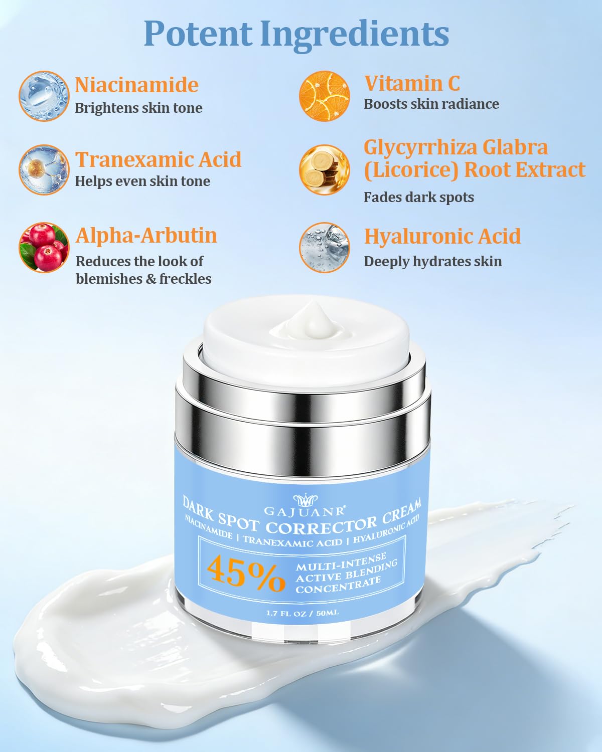 Dark Spot Remover for Face and Body: Dark Spot Corrector Cream, Melasma, Freckle, Sun Spot, Age Spot Remover with Niacinamide and Tranexamic Acid, Natural Formula for All Skin Types - 1.7 Fl Oz