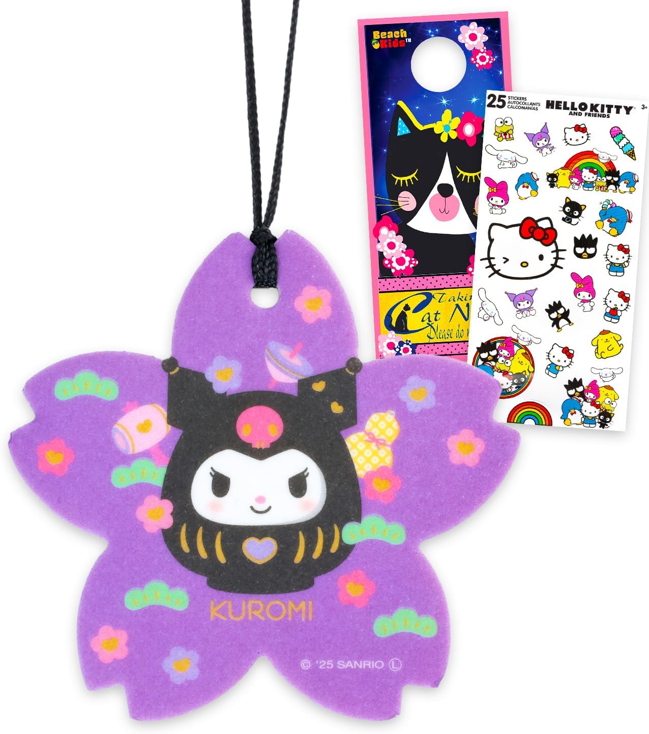 Kuromi Air Freshener Car Bundle - Sakura Scented Hanging Sanrio Car Decor