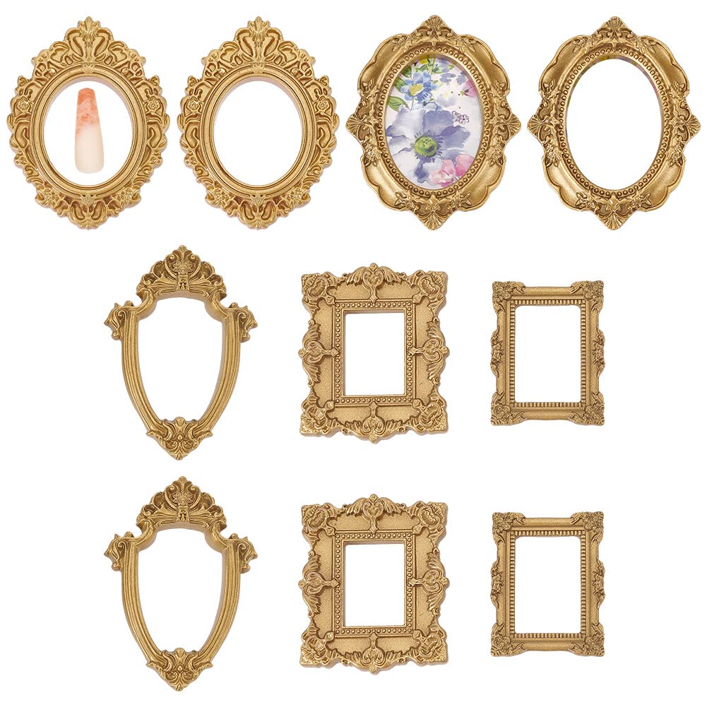 Vicenpal Vintage Bilderrahmen-Set – 4 Goldene Rahmen In Quadrat, Rechteck, Oval & Kreis, Aus Kunstharz, Mit Aufhänger