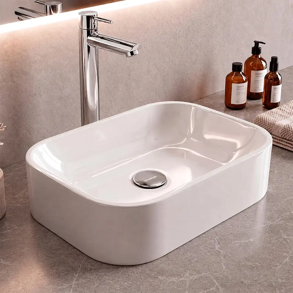 Cuba Pia De Apoio Sobrepor Retangular 37x27 Branca Para Banheiro Lavabo Beltempo BT-2010