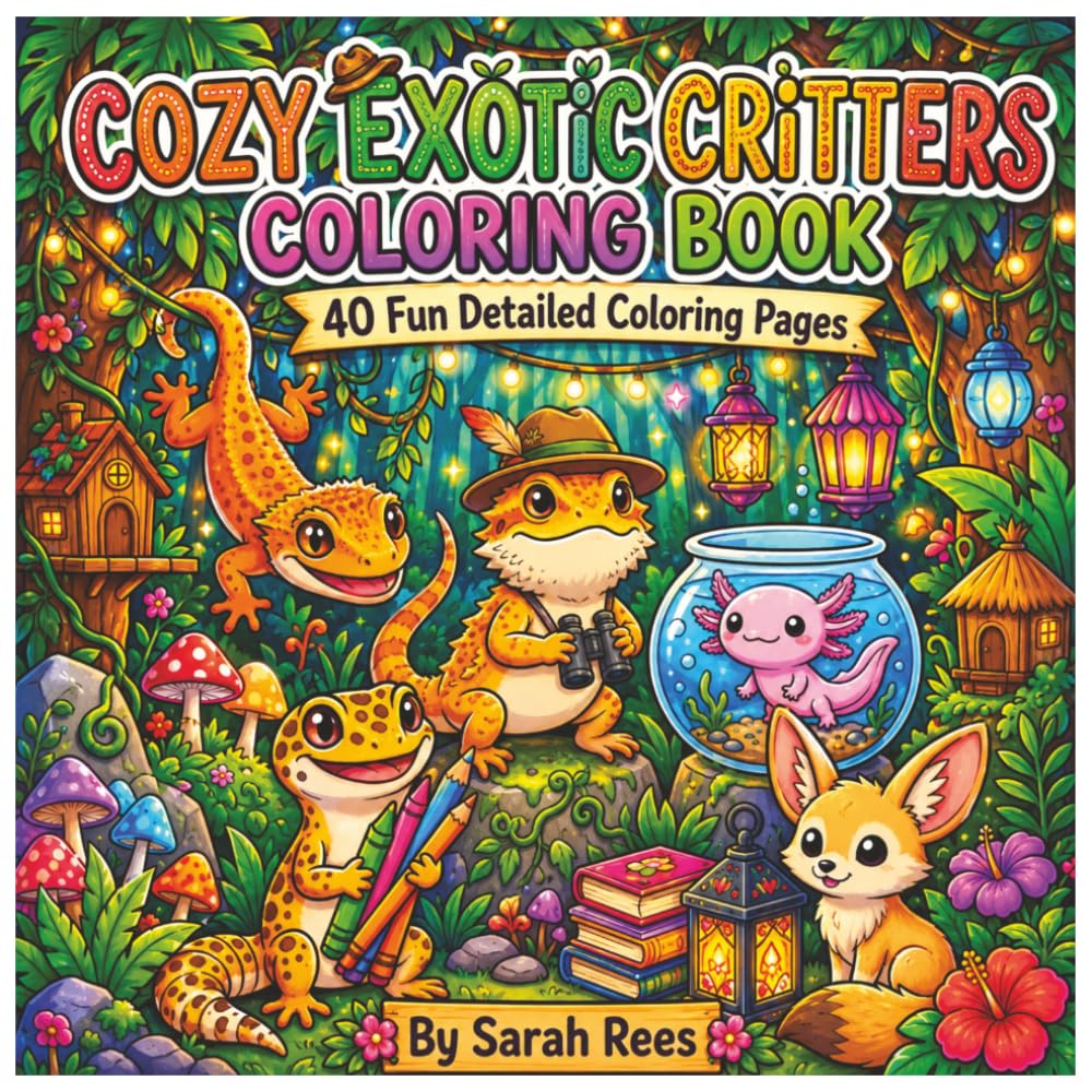 Cozy Exotic Critters Coloring Book: 40 Fun Detailed Coloring Pages