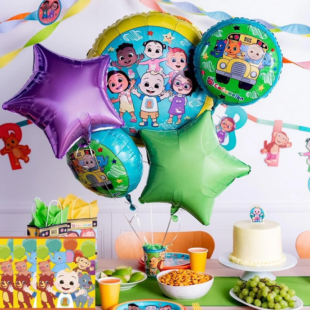 Cocomelon Plastic Loot Bags | Sturdy, Vibrant, & Fun Design Party Supplies, Perfect For Kid's Birthday Party & Themed Celebration - Pack Of 8