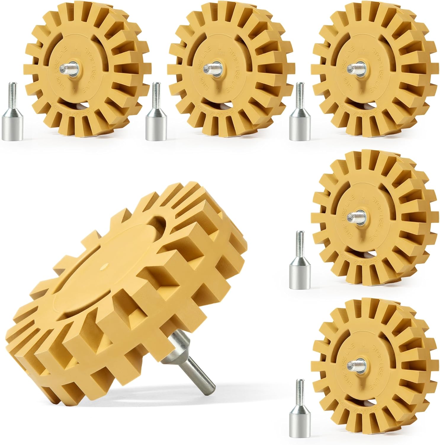 6 Pack Rubber Eraser Wheel 4 Inch Eraser Wheel Sticker Remover Tool Removes Car Decal Vinyl Tape Graphics Pinstripe Sticker Remover