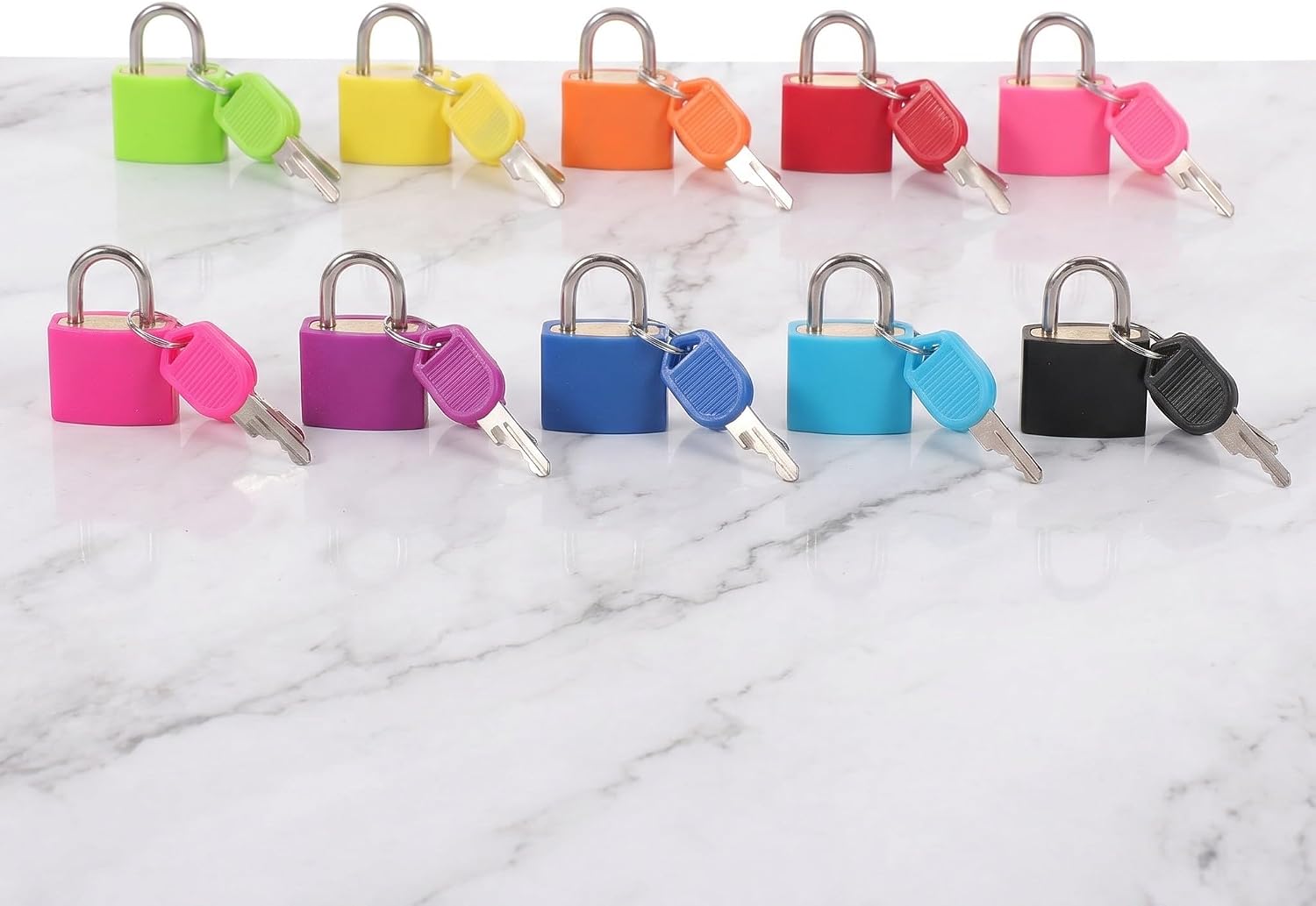 10 Sets Suitcase Locks with Keys, Small Multipurpose Padlocks for Luggage and Notebook, Metal and Plastic Material, for Holiday Cases and Family Use