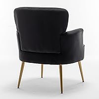 Vista 9 de Silla decorativa de terciopelo de moda con patas de metal dorado, sillón tapizado para espacios pequeños a medianos, sala de estar moderna