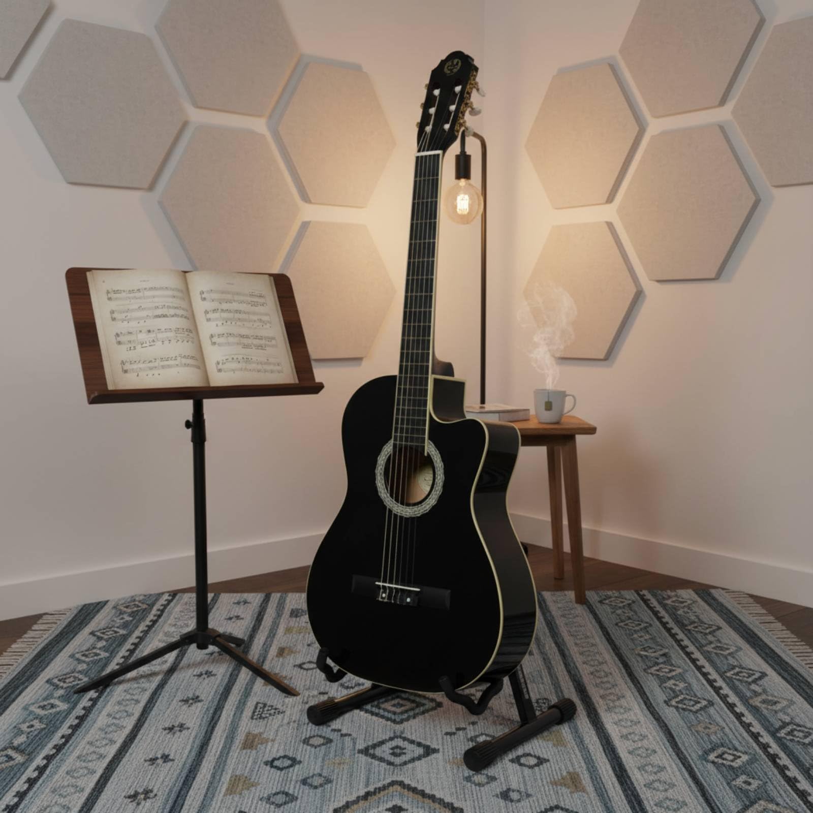 kowaku Chitarra Classica Nylon Strumento a Corda per Principianti Nylon Legno Tastiera 19 Tasti Corpo Scanalato Corde Morbide Accordatori Semichiusi Tono