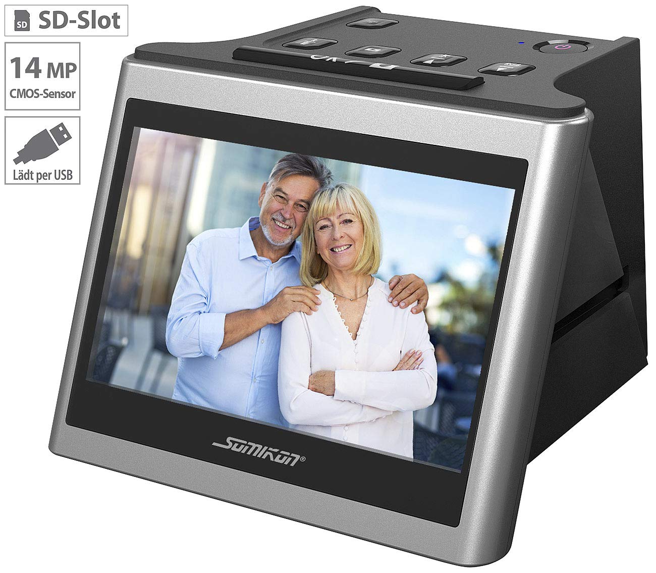 Somikon Diaprojektor: Stand-Alone-Dia- & Negativscanner, 5"/12,5 cm IPS-Display, 22 MP, HDMI (Negative Scanner, Dia Negativ Scanner, Foto)