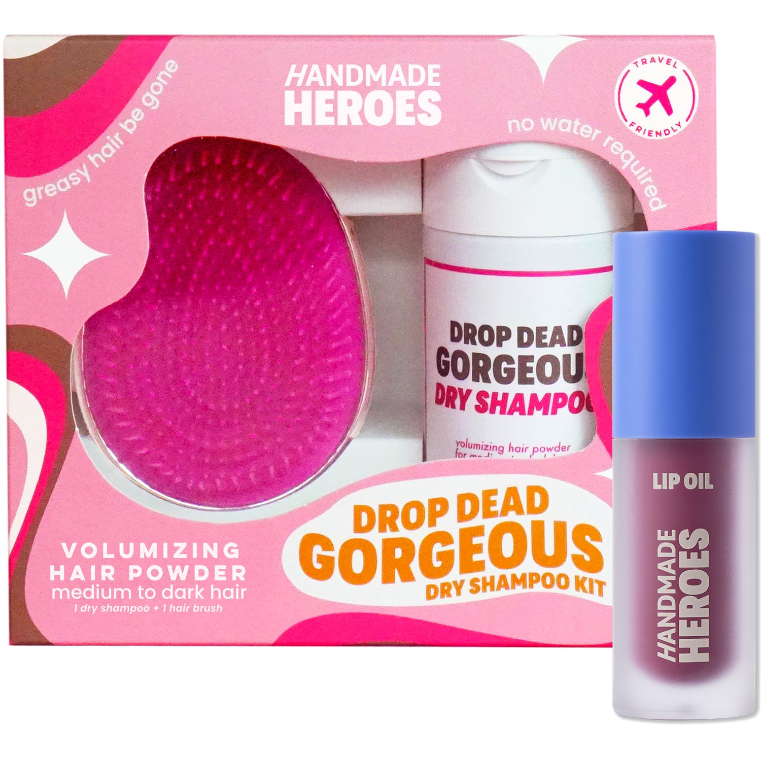 Handmade Heroes Non Aerosol Volumizing Dry Shampoo Hair Care Kit Blonde & Lip Oil Moisturizing Lip Gloss - Sweet Beet